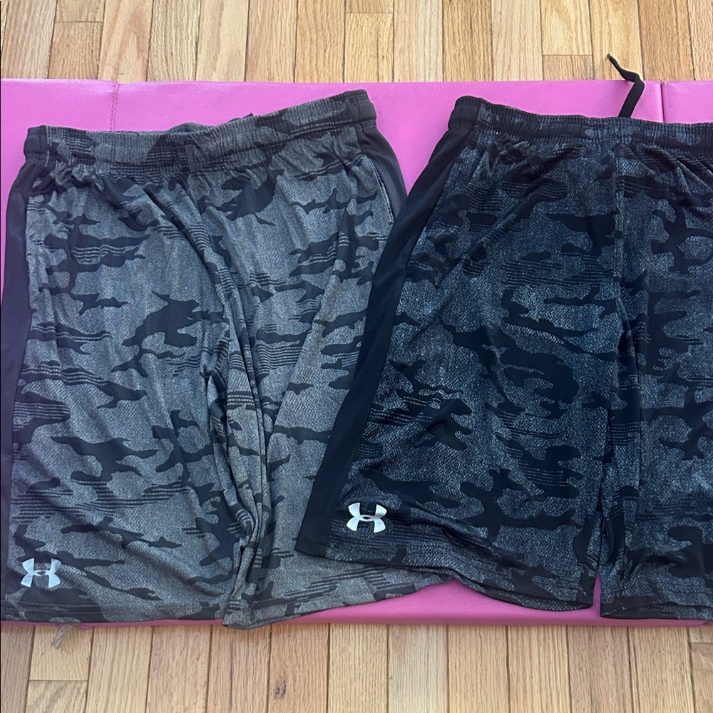 Under Armour Gray and Black Camo Shorts Duo